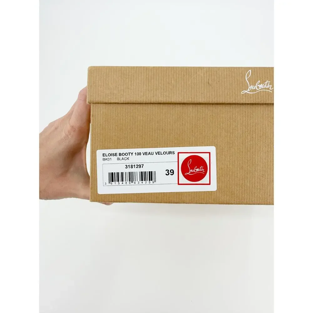 Christian Louboutin Eloise Booty 100 Black Suede Ankle Boots Size 39 EU Box Bag